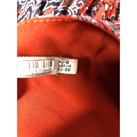 Thurley Golders Dress Paisley Boho Long Balloon Sleeve V-Neck A-Line Midi Red 4 - Picture 10 of 13